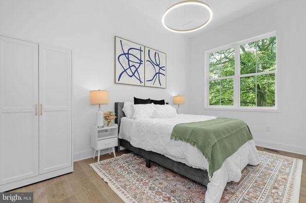 Bedroom, Interior, Pendant Lights, Wood Texture Flooring