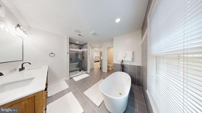 Bathroom, Dual Sink Vanities, Free Standing Baths, Glass Shower, Interior, Recessed Lighting