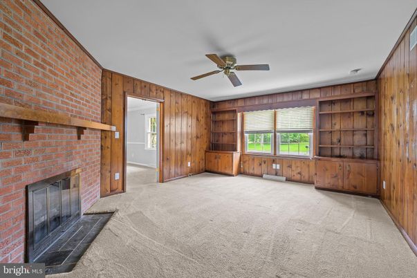 Empty room, Fireplace, Interior, Stone Walls, Wooden Walls