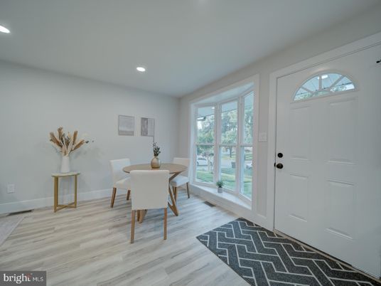 Dining room, Interior, Recessed Lighting, Wood Texture Flooring