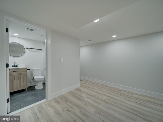 Bathroom, Interior, Recessed Lighting, Wood Texture Flooring