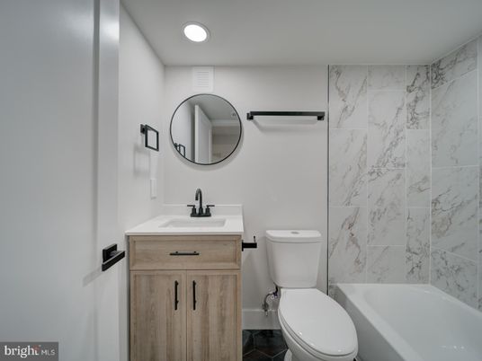Bathroom, Interior, Marble Walls, Recessed Lighting
