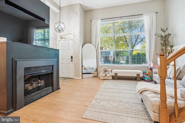 Fireplace, Interior, Pendant Lights, Wood Texture Flooring