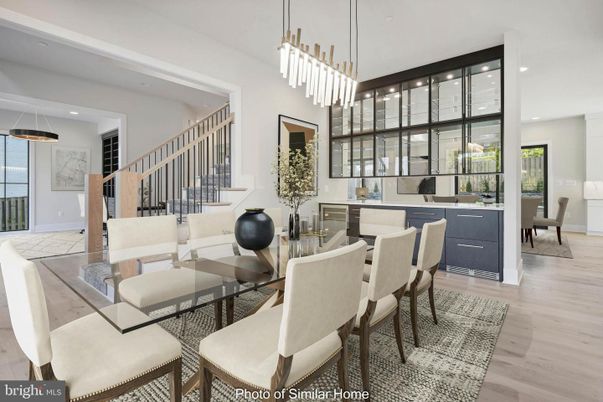 Dining room, Interior, Pendant Lights, Recessed Lighting, Wood Texture Flooring