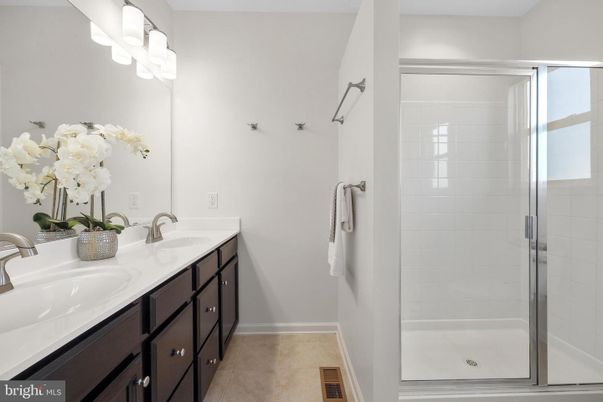Bathroom, Dual Sink Vanities, Glass Shower, Interior