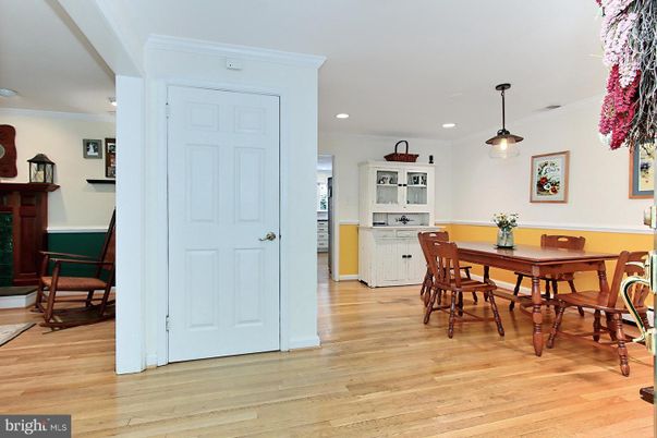 Dining room, Interior, Pendant Lights, Recessed Lighting, Wood Texture Flooring