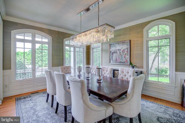 Chandelier, Dining room, Interior, Wood Texture Flooring