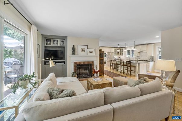 Fireplace, Interior, Kitchen, Living room, Pendant Lights, Recessed Lighting