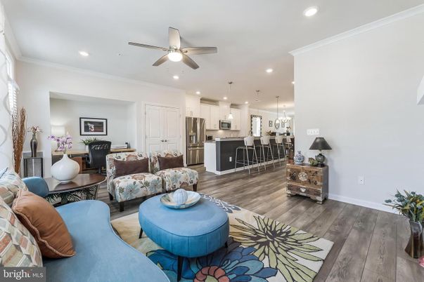 Dining room, Interior, Kitchen, Living room, Pendant Lights, Recessed Lighting, Stainless Steel Appliances, Wood Texture Flooring
