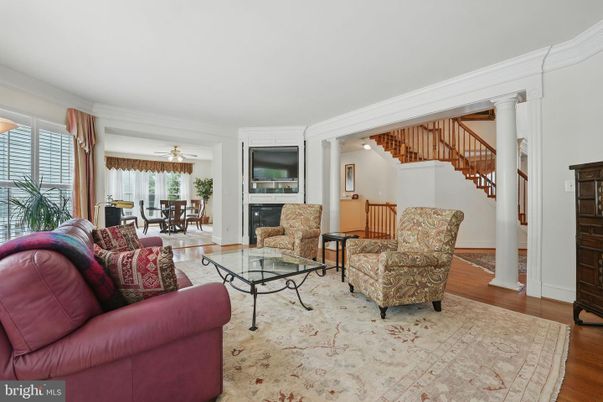 Dining room, Fireplace, Interior, Living room, Wood Texture Flooring