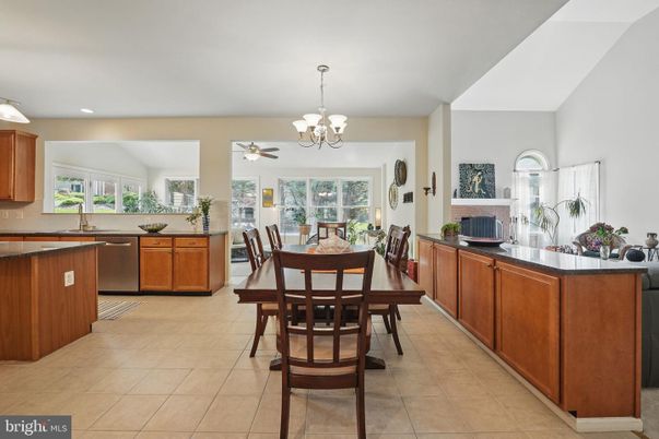 Chandelier, Dining room, Fireplace, Interior, Kitchen, Recessed Lighting