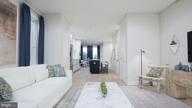 Interior, Kitchen, Living room, Recessed Lighting, Wood Texture Flooring