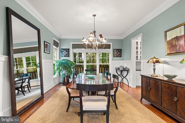 Chandelier, Dining room, Interior, Wood Texture Flooring