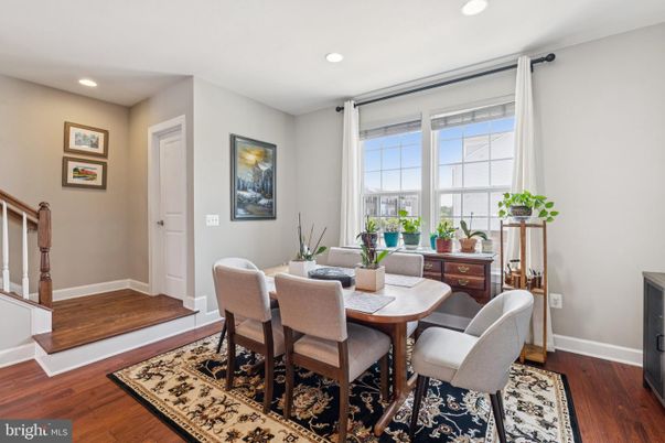 Dining room, Interior, Recessed Lighting, Wood Texture Flooring