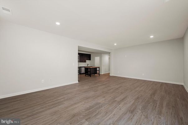 Empty room, Interior, Kitchen, Recessed Lighting, Wood Texture Flooring