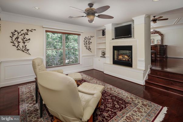 Fireplace, Interior, Recessed Lighting, Wood Texture Flooring
