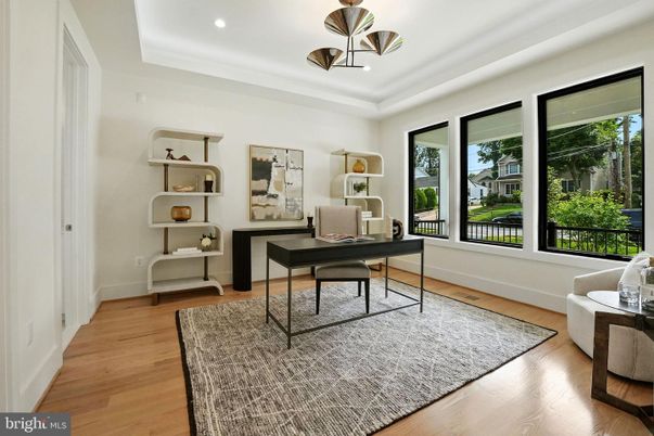Home Office, Interior, Pendant Lights, Recessed Lighting, Wood Texture Flooring
