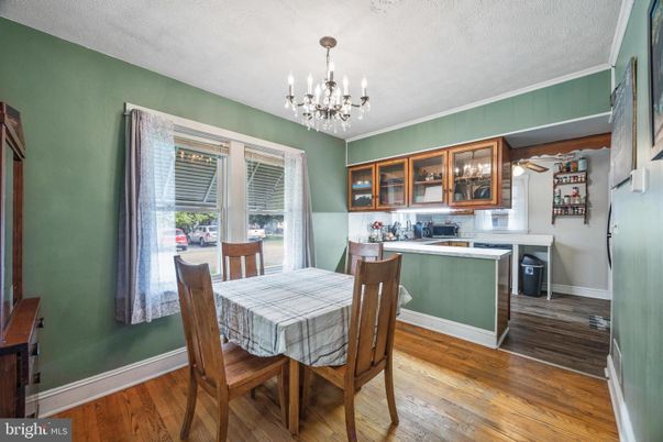 Chandelier, Dining room, Interior, Wood Texture Flooring