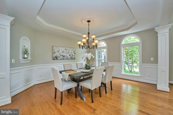 Chandelier, Dining room, Interior, Wood Texture Flooring