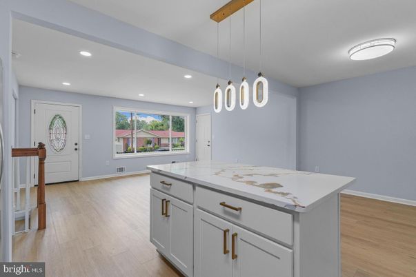 Interior, Kitchen, Pendant Lights, Recessed Lighting, Wood Texture Flooring