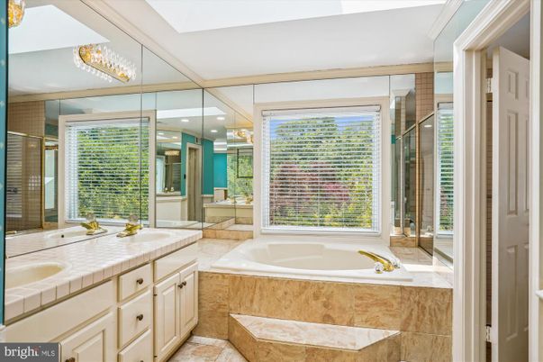 Bathroom, Glass Shower, Interior, Recessed Lighting, Tile Countertops
