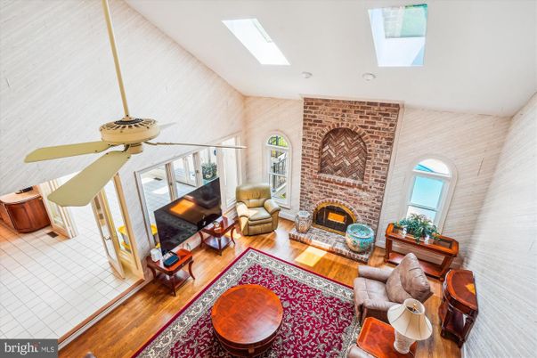 Fireplace, Interior, Living room, Stone Walls, Wood Texture Flooring