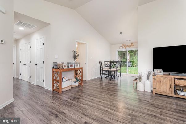 Dining room, Interior, Pendant Lights, Recessed Lighting, Wood Texture Flooring