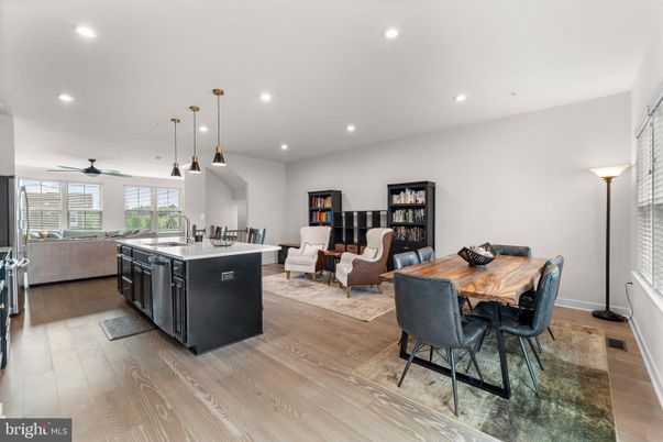 Dining room, Interior, Kitchen, Living room, Pendant Lights, Recessed Lighting, Wood Texture Flooring