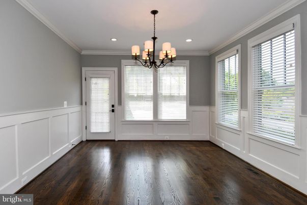 Chandelier, Empty room, Interior, Recessed Lighting, Wood Texture Flooring