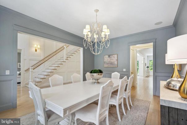 Chandelier, Dining room, Interior, Wood Texture Flooring