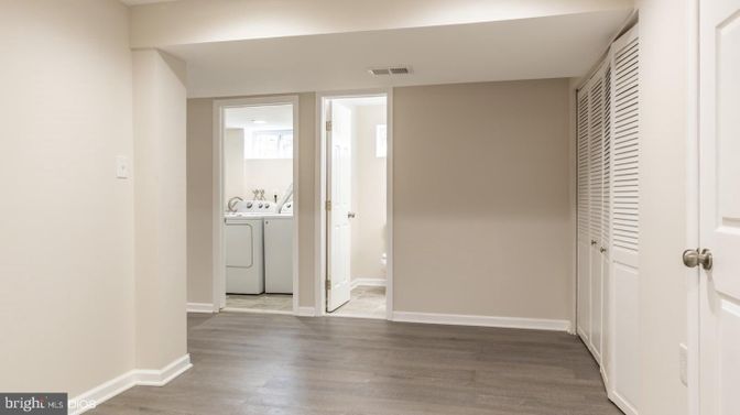 Empty room, Interior, Utility Closets, Washer, Wood Texture Flooring