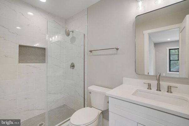 Bathroom, Glass Shower, Interior, Marble Walls, Recessed Lighting