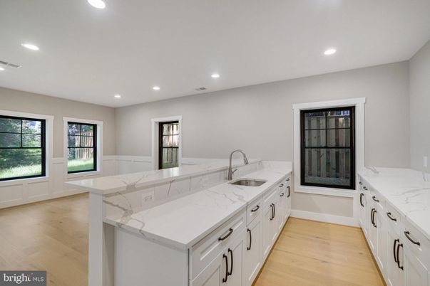 Interior, Kitchen, Recessed Lighting, Wood Texture Flooring