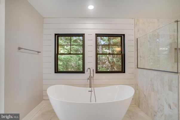 Bathroom, Free Standing Baths, Interior, Marble, Marble Walls, Recessed Lighting