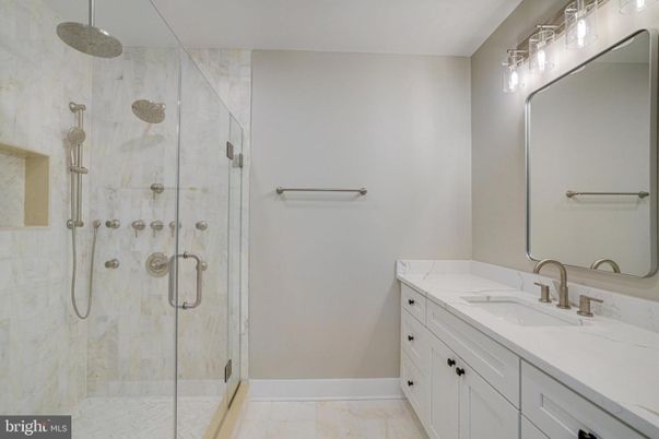 Bathroom, Dual Sink Vanities, Glass Shower, Interior