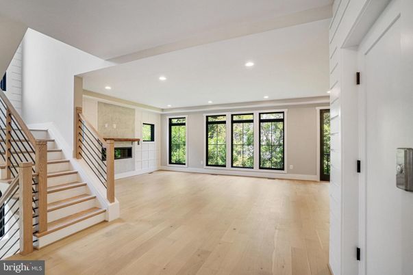 Empty room, Fireplace, Interior, Recessed Lighting, Wood Texture Flooring