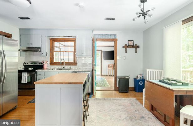 Interior, Kitchen, Pendant Lights, Stainless Steel Appliances, Wood Texture Flooring