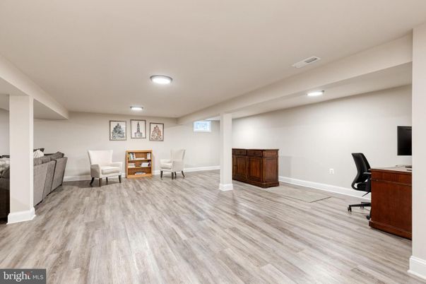 Home Office, Interior, Recessed Lighting, Wood Texture Flooring