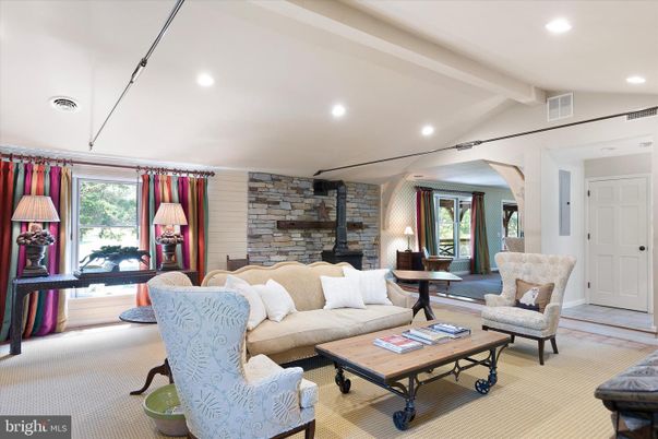 Interior, Living room, Recessed Lighting, Stone Walls