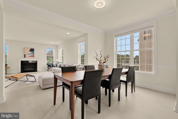 Dining room, Fireplace, Interior, Living room, Recessed Lighting