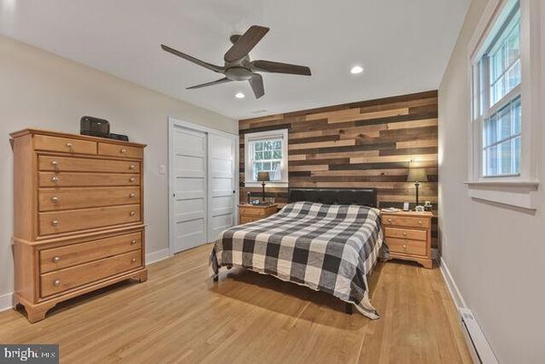 Bedroom, Interior, Recessed Lighting, Wood Texture Flooring, Wooden Walls