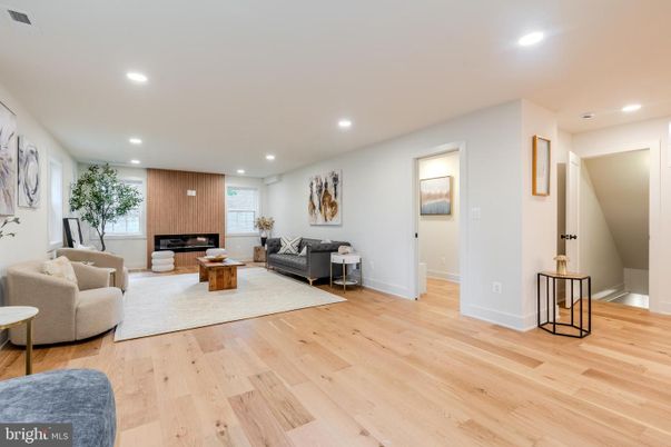 Fireplace, Interior, Living room, Recessed Lighting, Wood Texture Flooring, Wooden Walls