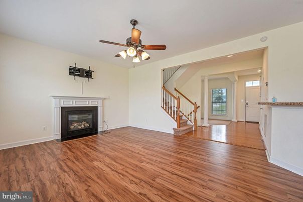 Empty room, Fireplace, Interior, Recessed Lighting, Wood Texture Flooring