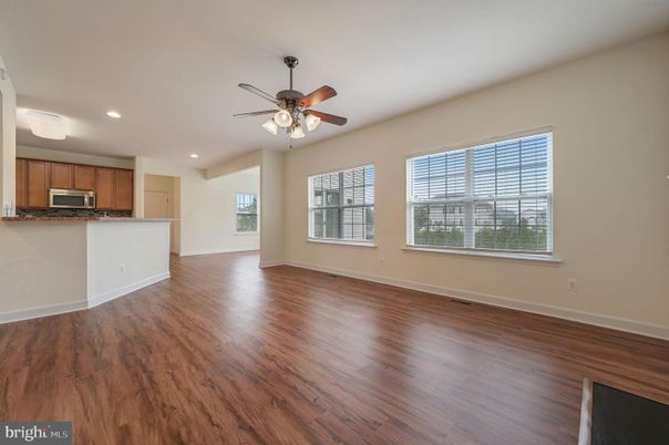 Empty room, Interior, Kitchen, Recessed Lighting, Wood Texture Flooring