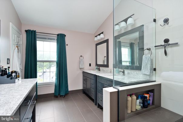 Bathroom, Dual Sink Vanities, Glass Shower, Interior