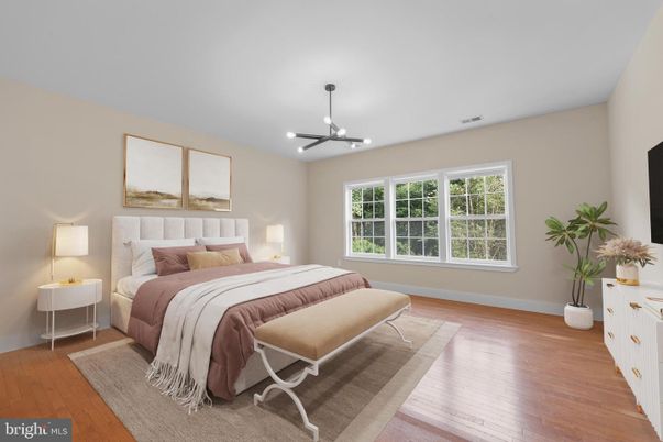 Bedroom, Interior, Pendant Lights, Wood Texture Flooring