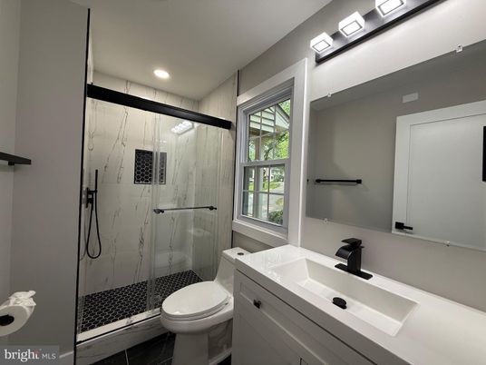 Bathroom, Glass Shower, Interior, Marble Walls, Recessed Lighting