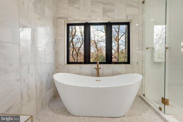Bathroom, Free Standing Baths, Glass Shower, Interior, Marble Walls