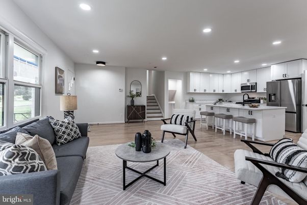 Interior, Kitchen, Living room, Recessed Lighting, Stainless Steel Appliances, Wood Texture Flooring