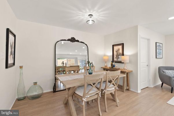 Dining room, Interior, Recessed Lighting, Wood Texture Flooring